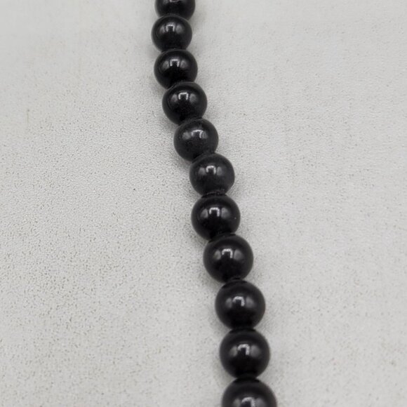 Black Glass Bead Necklace Teardrop Sterling Pendant Wire Wrap - Picture 4 of 8